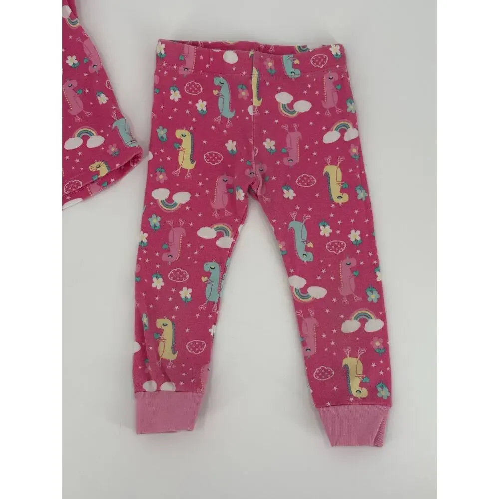Member's Mark Girls 18M Dinosaur Rainbow 2 Pc Pajama Set Pink PJs